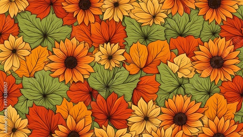 Illustration of season floral background design