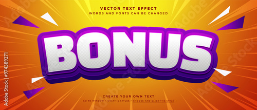 Bonus text effect on abstract orange background, promotion sale vector graphic style