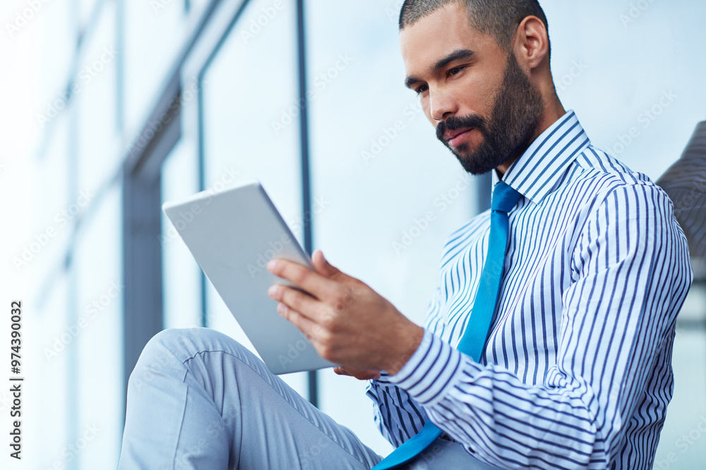 City, reading or business man on tablet for online update, building research or review zoning laws. Digital technology, scroll or worker outdoor to map development project, plan or check email on app City, reading or business man on tablet for online update, building research or review zoning laws. Digital technology, scroll or worker outdoor to map development project, plan or check email on app