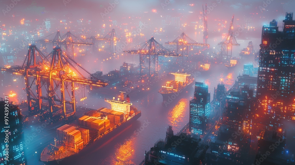 Fototapeta premium Nebulous Neon Nautical Networks