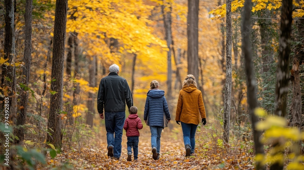 Autumn Family Stroll Through the Vibrant Forest Autumn Family Stroll Through the Vibrant Forest