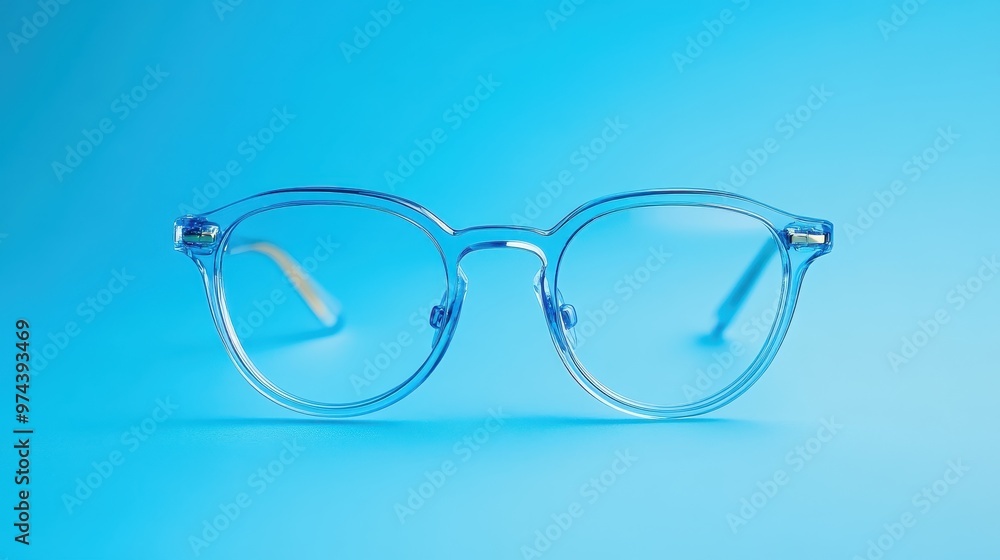 Clear eyeglasses on a vibrant blue background, showcasing modern design and style for eyewear enthusiasts and fashion lovers. Clear eyeglasses on a vibrant blue background, showcasing modern design and style for eyewear enthusiasts and fashion lovers.