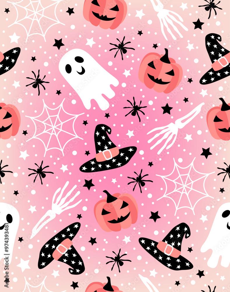 Halloween pattern on a pink background. Halloween pattern on a pink background.