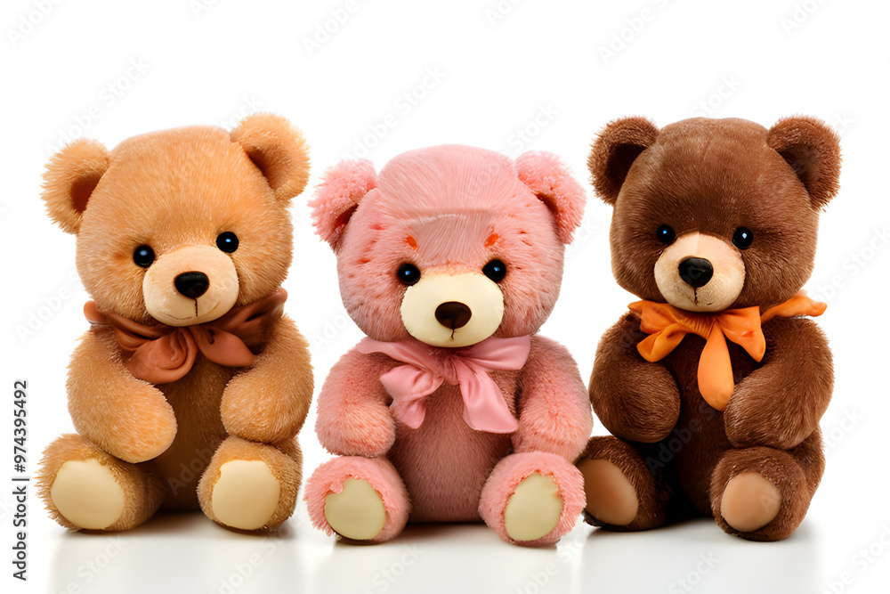 three teddy bears on white three teddy bears on white