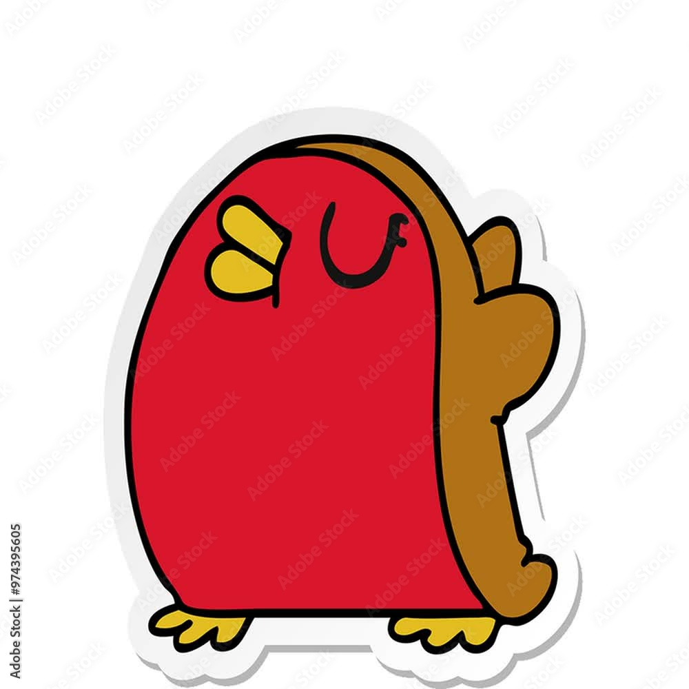 freehand drawn sticker cartoon cute kawaii red robin freehand drawn sticker cartoon cute kawaii red robin