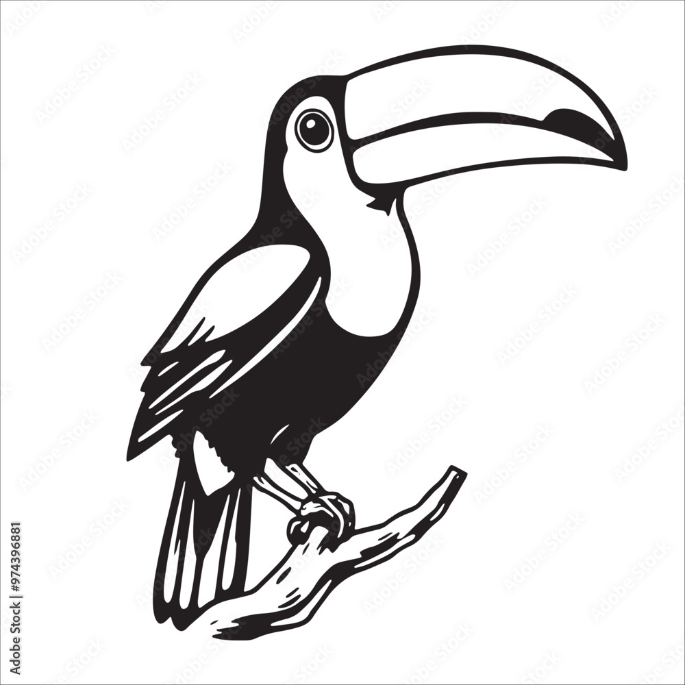 Toucan bird on a branch. Vector hand drawn illustration. Toucan bird on a branch. Vector hand drawn illustration.
