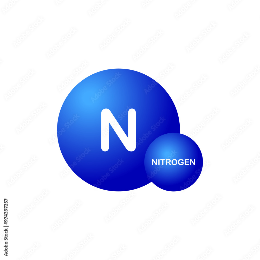 Nitrogen, chemical element. Nitrogen icon or sign in the periodic table. N chemical sign. Vector. Chemistry concept Nitrogen, chemical element. Nitrogen icon or sign in the periodic table. N chemical sign. Vector. Chemistry concept