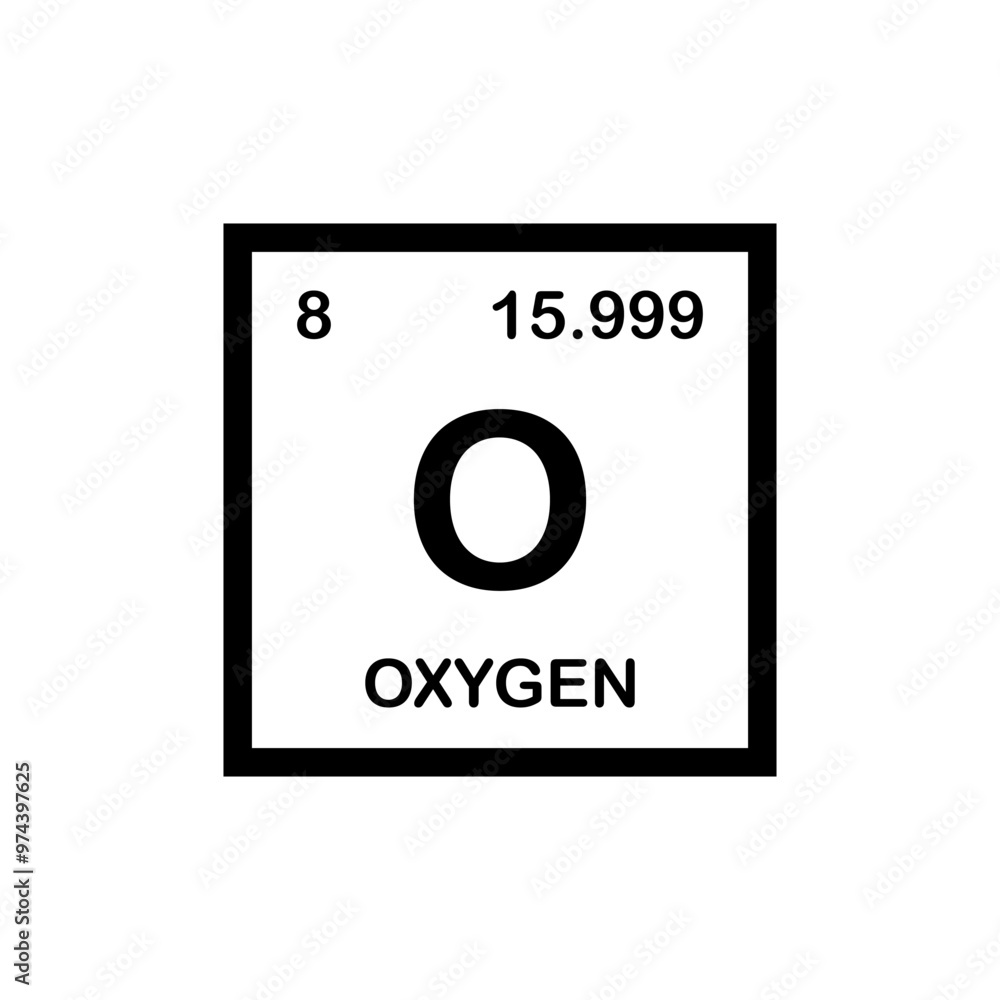 Oxygen, chemical element. Oxygen icon or sign in the periodic table. O chemical sign. Vector. Chemistry concept Oxygen, chemical element. Oxygen icon or sign in the periodic table. O chemical sign. Vector. Chemistry concept