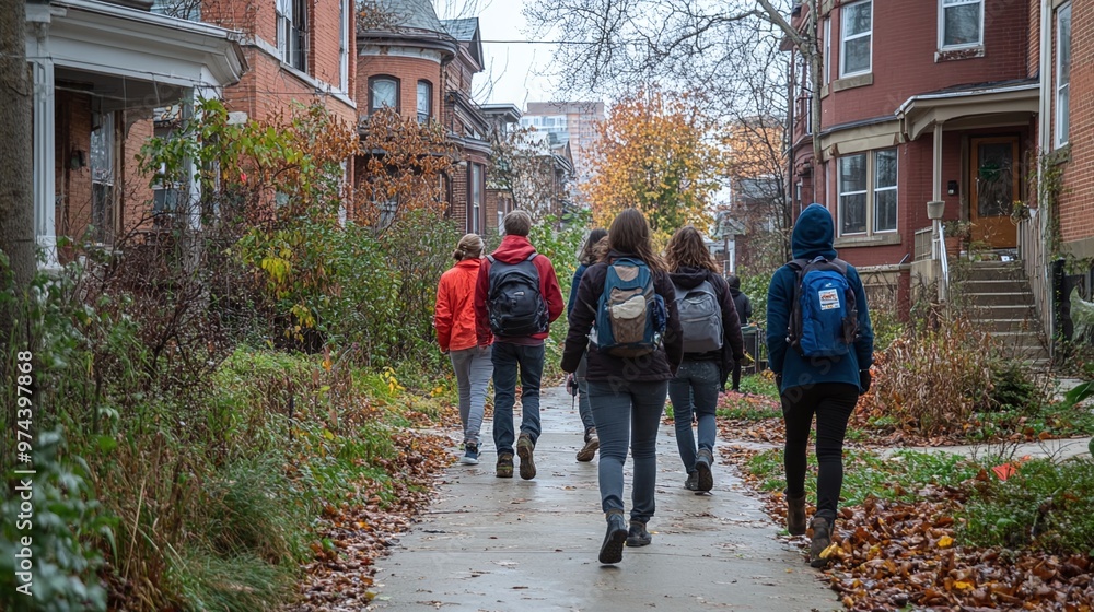 Obraz premium neighborhood canvass team boosts election drive, encourages voter participation, community outreach and advocacy for democratic support
