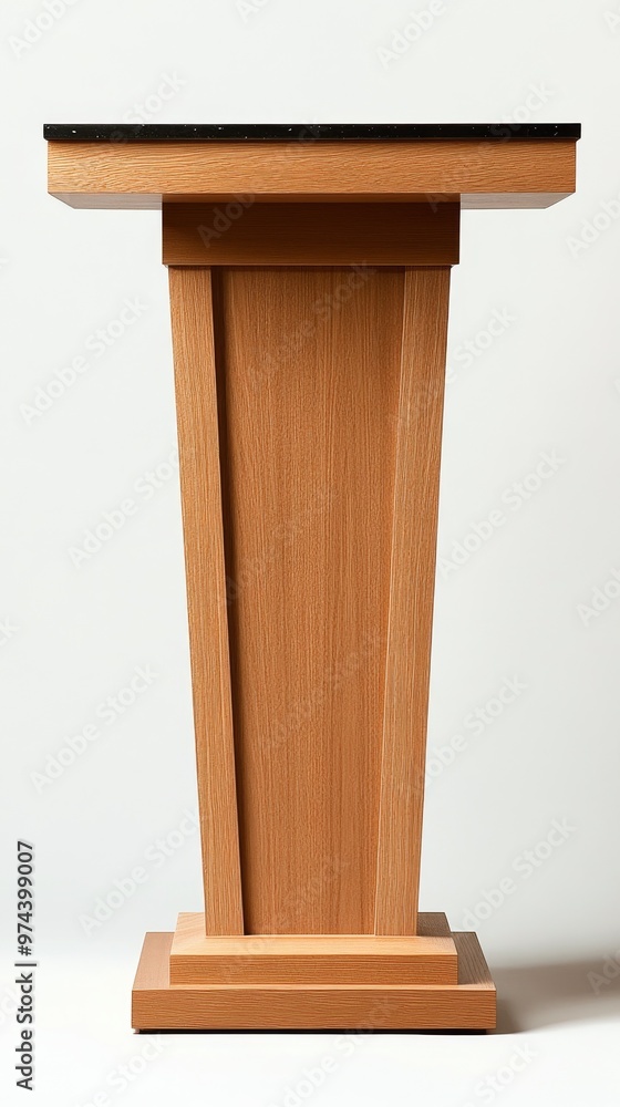 Simple Wooden Podium With a Dark Top Displayed Against a Plain Background for Presentations Simple Wooden Podium With a Dark Top Displayed Against a Plain Background for Presentations