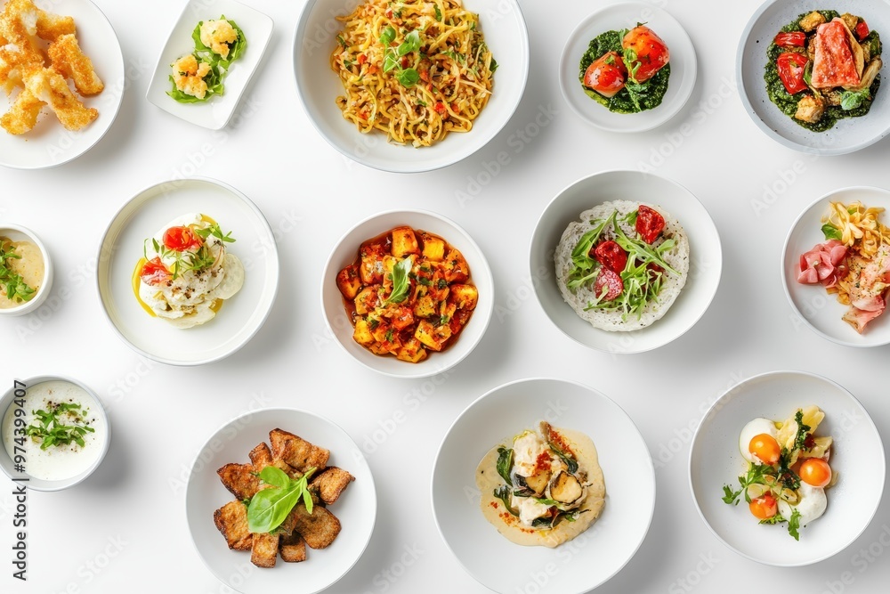 A vibrant assortment of various dishes arranged in bowls, showcasing diverse culinary options. A vibrant assortment of various dishes arranged in bowls, showcasing diverse culinary options.
