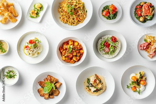 A vibrant assortment of various dishes arranged in bowls, showcasing diverse culinary options.