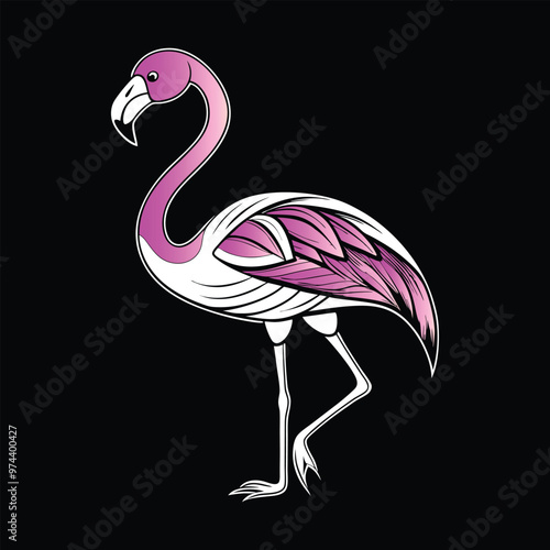 Explore vibrant flamingo bird vector art illustrations, showcasing bold and colorful designs perfect for digital and print creative projects photo