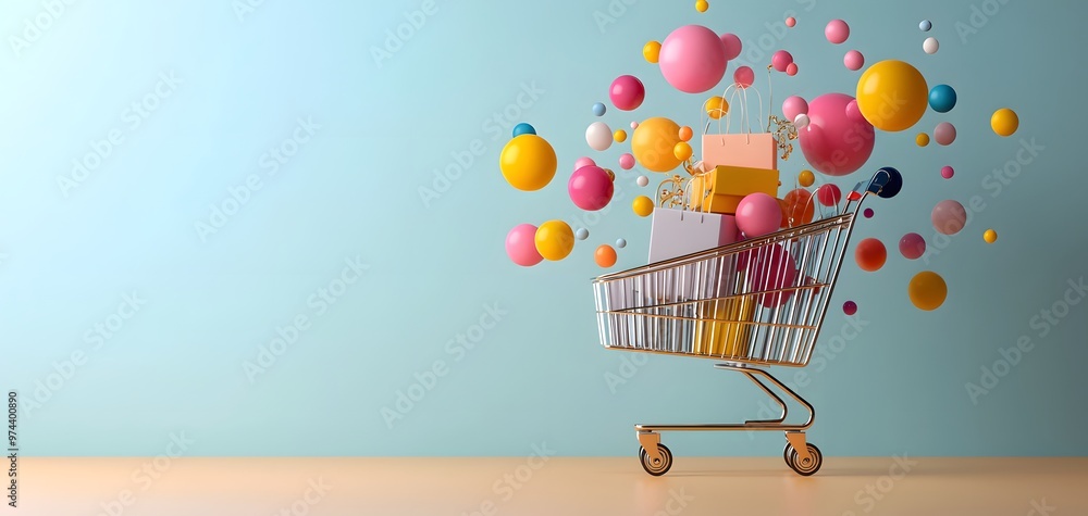 A Vibrant Shopping Journey Filled with Playful Circles and Charming Gift Boxes in Motion A Vibrant Shopping Journey Filled with Playful Circles and Charming Gift Boxes in Motion
