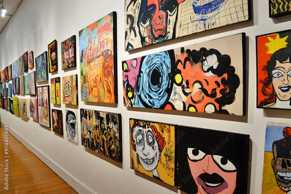 Obraz premium Eclectic Display of Diverse Expressions in a Gallery Setting