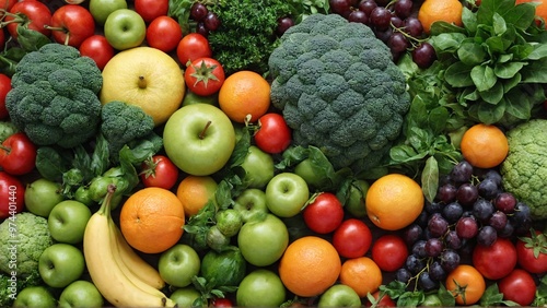 A bed of a assorted fruits and green vegetables background image.