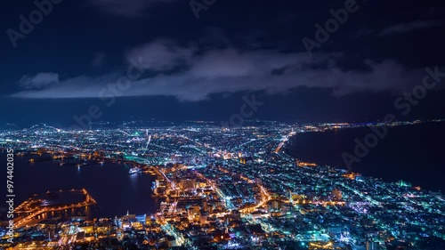 北海道函館市の夜景 タイムラプス