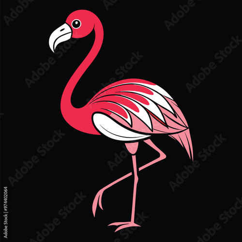 Explore vibrant flamingo bird vector art illustrations, showcasing bold and colorful designs perfect for digital and print creative projects photo