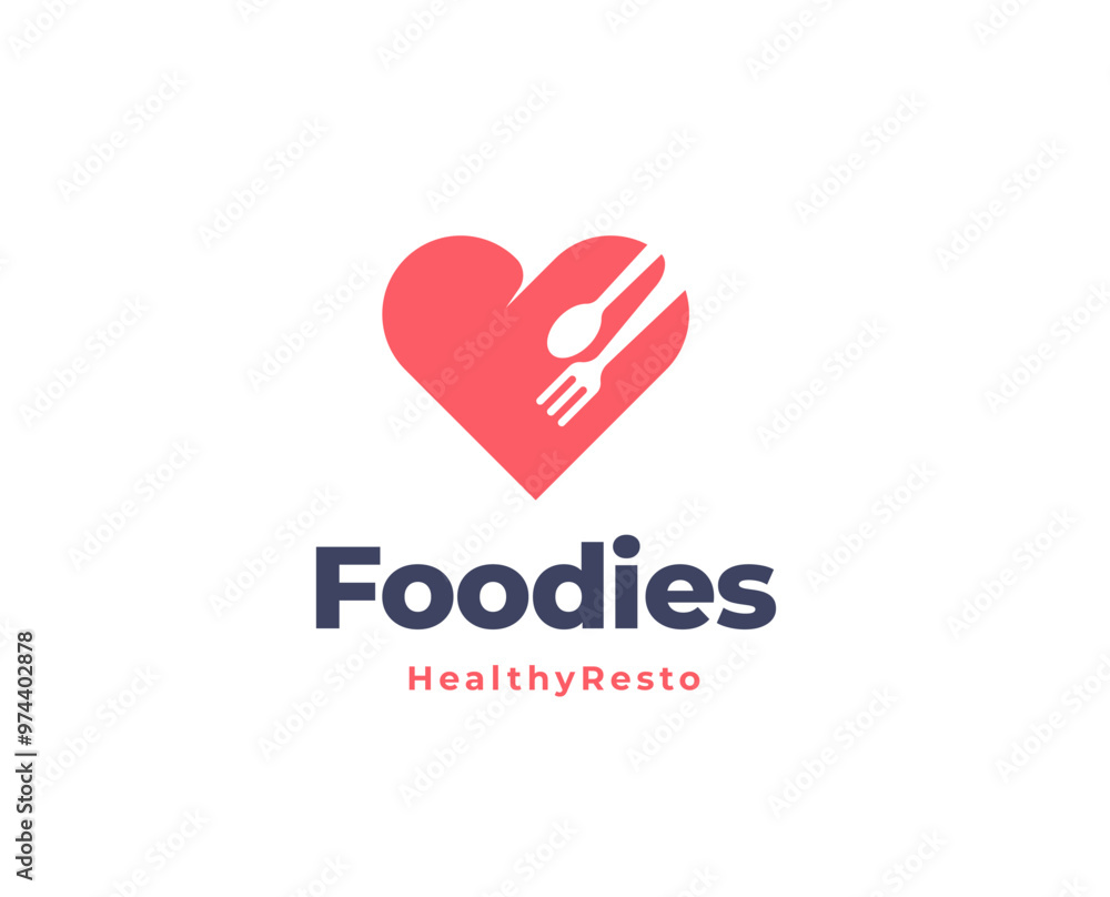 Fork and spoon with love shape logo icon design for restaurant logo template vector illustration Fork and spoon with love shape logo icon design for restaurant logo template vector illustration
