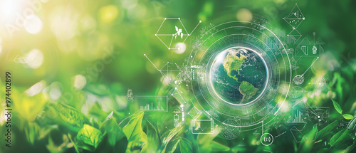 Wallpaper Mural Futuristic green energy environment with earth image.  AI generation. Torontodigital.ca