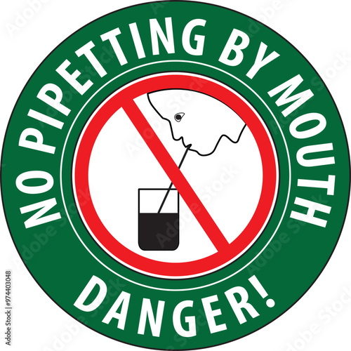 No pipetting by mouth warning sticker vector.eps