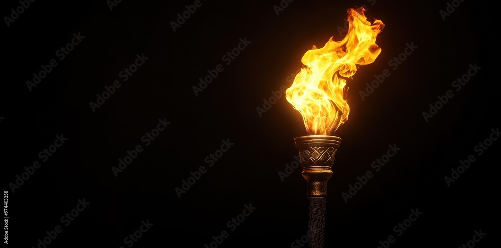 A torch flame glows brightly A torch flame glows brightly