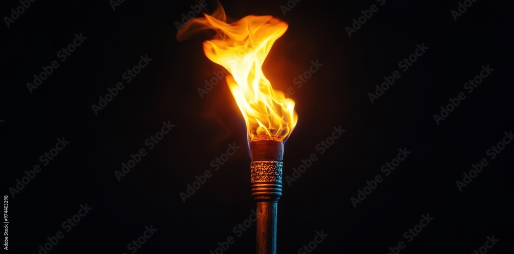 A torch flame glows brightly A torch flame glows brightly