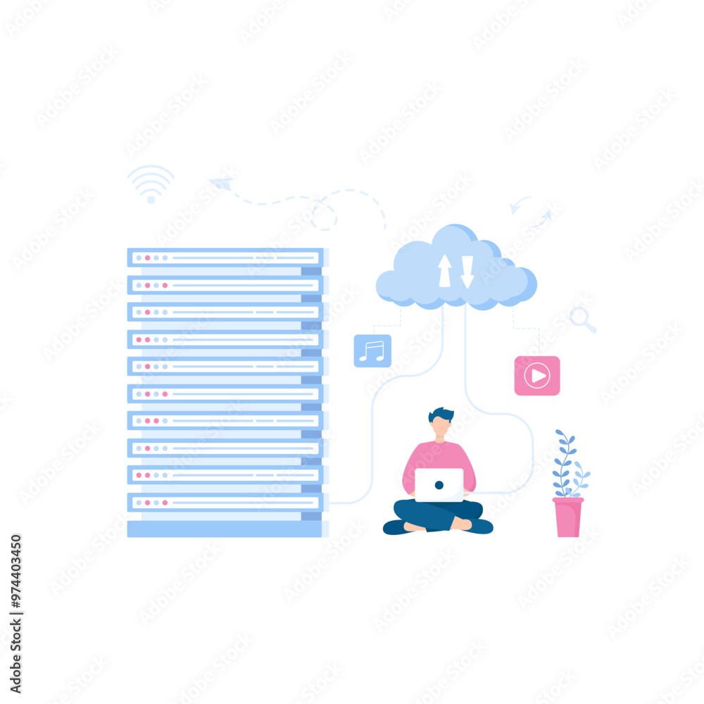 Cloud data transfer illustration Cloud data transfer illustration