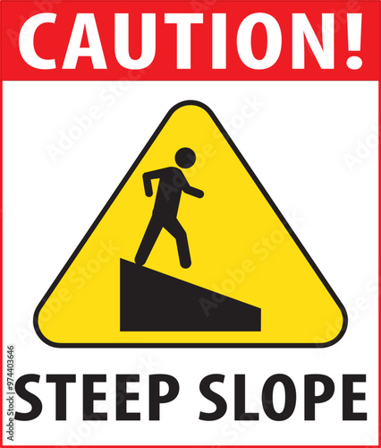 Steep slope caution sign vector.eps