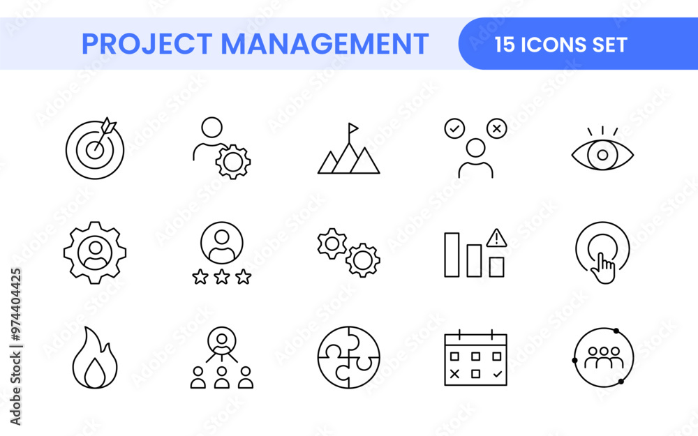 Project Management web icons in line style. Outline icon collection related to Schedule, human resource, management, development, planning, and more. Project Management web icons in line style. Outline icon collection related to Schedule, human resource, management, development, planning, and more.