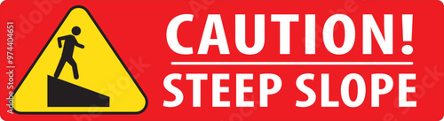 Steep slope red warning sign vector.eps