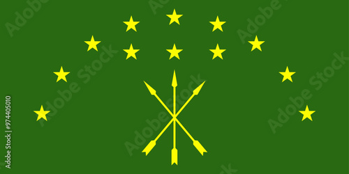 Flag of Republic of Adygea (Russian Federation, Russia) Circassian flag, Adyghe Republic  photo