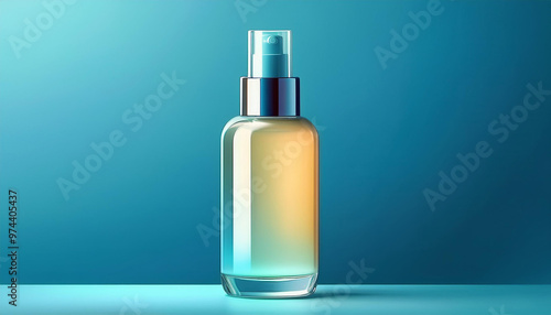 Wallpaper Mural Cosmetic bottle, on bright blue background. Marketing and commercial concept banner Torontodigital.ca