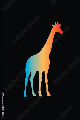 The silhouette of a giraffe. Original vector illustration in vintage style. photo