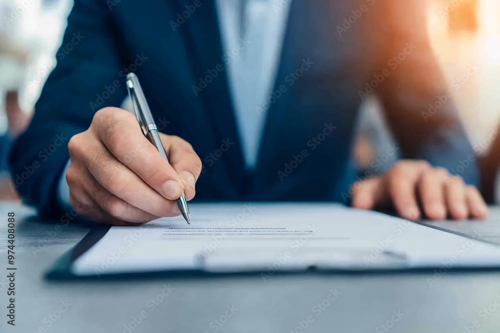 Person holding a contract with multiple signatures during a negotiation, signed agreement, closing a deal. Person holding a contract with multiple signatures during a negotiation, signed agreement, closing a deal.