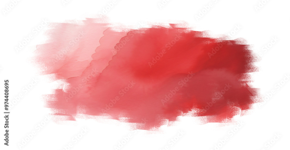 Obraz premium Watercolor brush stroke in vibrant red creates a bold and textured design element on a transparent background