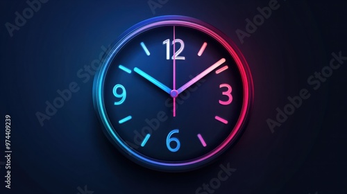 Wallpaper Mural A clock face time icon showing 6 o'clock with strong, clean lines, symbolizing evening or winding down Torontodigital.ca
