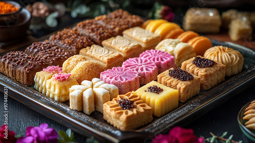 Colorful Assortment of Traditional Eid Cookies and Sweets photo