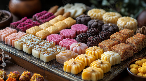 Colorful Assortment of Traditional Eid Cookies and Sweets