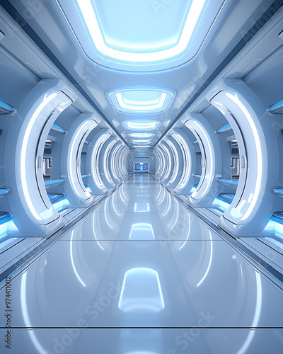 Fototapeta Naklejka Na Ścianę i Meble -  Corridors, halls, laboratories, spaceship rooms.