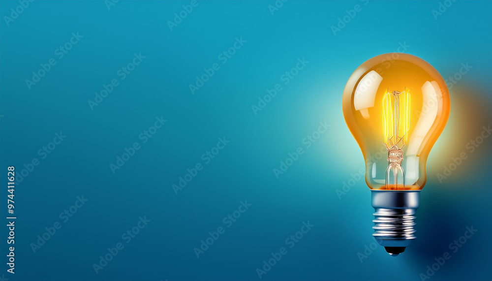 A bright light bulb symbolizes innovation and creativity set against a blue background A bright light bulb symbolizes innovation and creativity set against a blue background