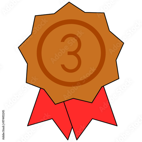 third place bronze medal with ribbon