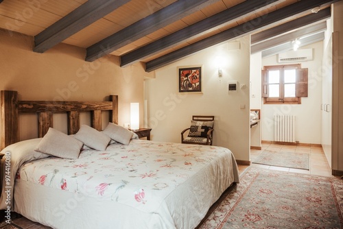 rural hotel room with light and charm