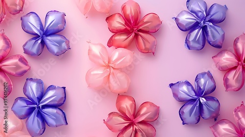 Balloon flowers on pink and purple background