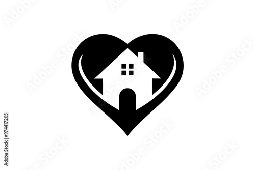 Human Hearth Home Care Logo Design Icon Creative silhouette black Vector Illustration