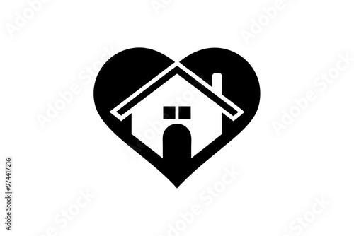 Human Hearth Home Care Logo Design Icon Creative silhouette black Vector Illustration