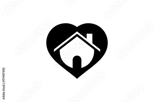 Human Hearth Home Care Logo Design Icon Creative silhouette black Vector Illustration