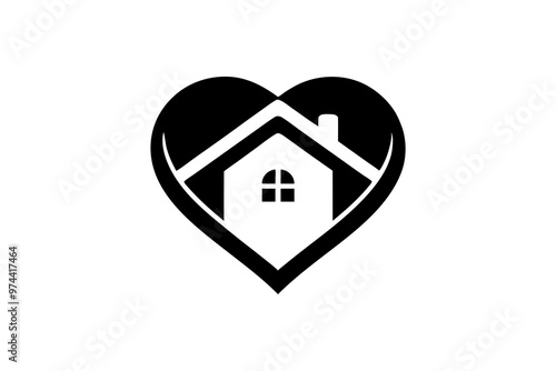 Human Hearth Home Care Logo Design Icon Creative silhouette black Vector Illustration