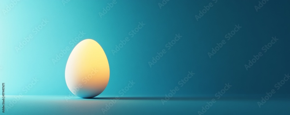 Egg on a blue gradient background, minimalistic and modern concept Egg on a blue gradient background, minimalistic and modern concept