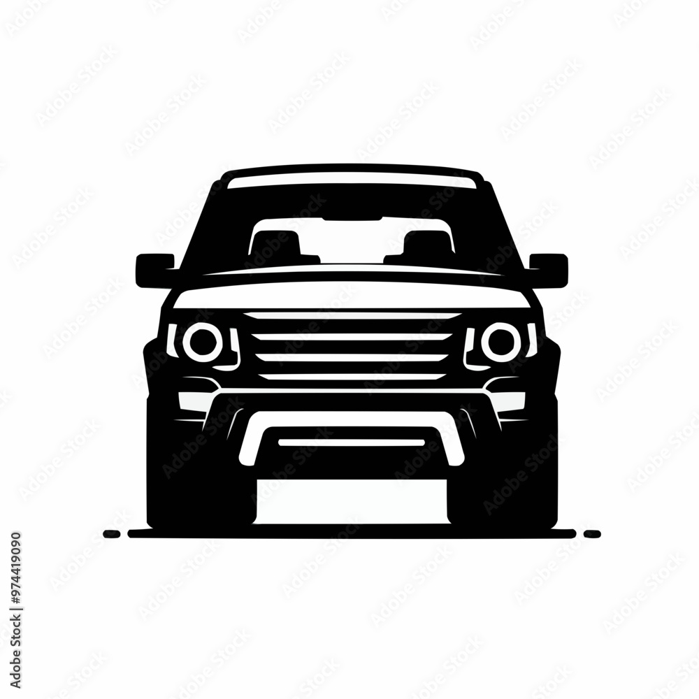 Minimalist Front View Car Silhouette Minimalist Front View Car Silhouette